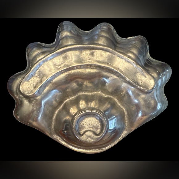 Pewter Shell Shrimp Cocktail Serving Dish Vintage 1970s–80s Double Bowl 10” - Picture 4 of 5
